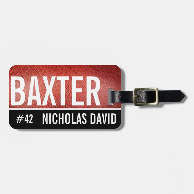 FOOTBALL PIGSKIN Custom Luggage Tag MONOGRAM (Front Horizontal)