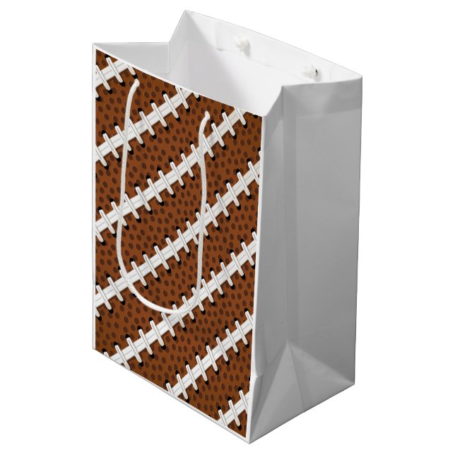Football Pigskin Laces Sports Team Coach Fun Medium Gift Bag (Front Angled)