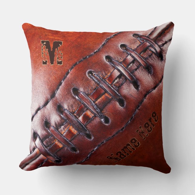 Football Pillow with Your Name, Monogram or Number (Front)