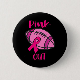 Football Pink Out Pink Ribbon Breast Cancer 2 Inch Round Button