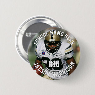 Football Player Add Name Number Team and Photo 2 Inch Round Button