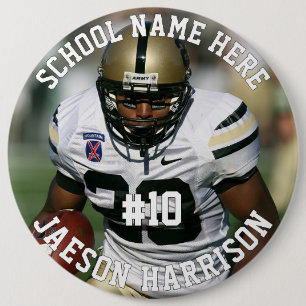 Football Player Add Name Number Team and Photo 6 Inch Round Button