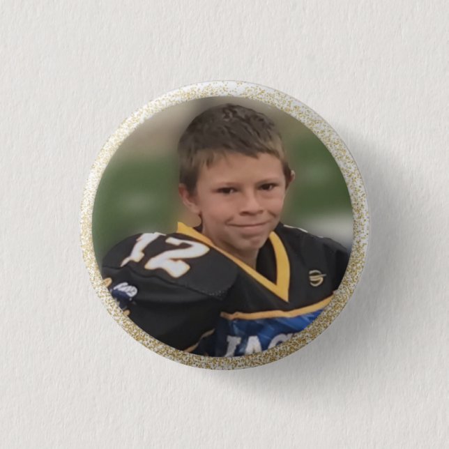 Football Player Add Own Photo 1 Inch Round Button (Front)