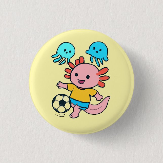 Football player axolotl button (Front)