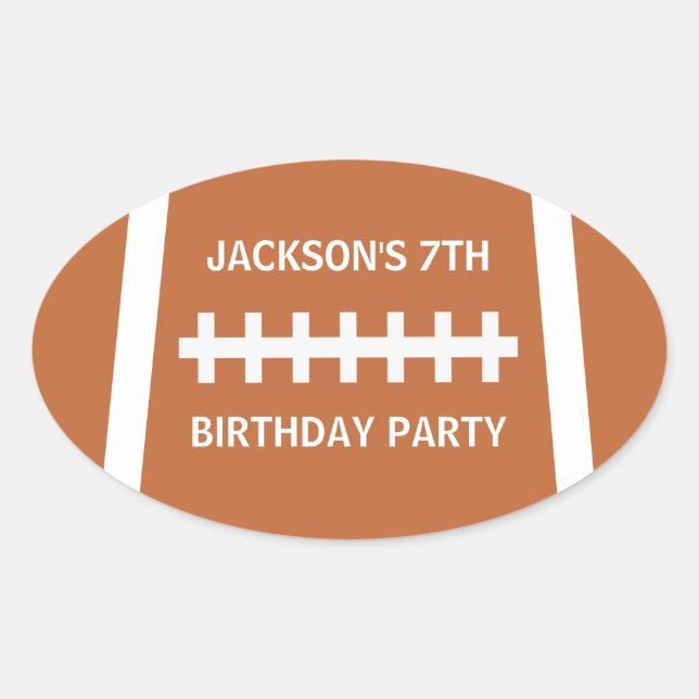 Football Player Ball Custom Sports Birthday Party Oval Sticker (Front)