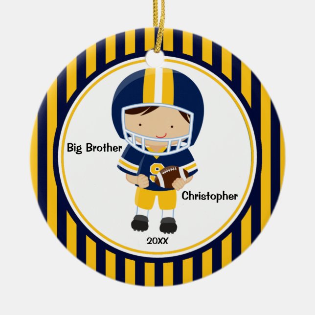 Football Player Big Brother Christmas Ornament (Front)