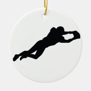 Football Player Black Silhouette Ceramic Ornament