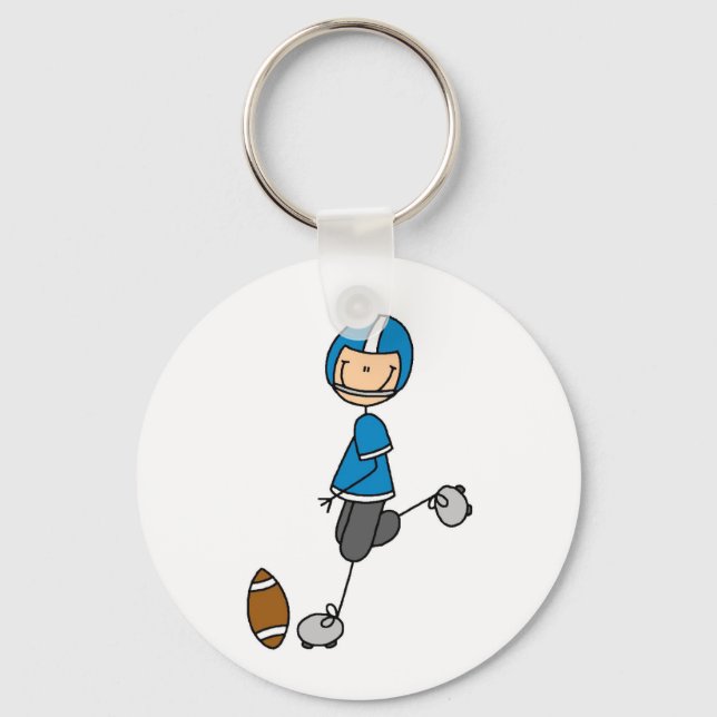 Football  Player Blue T-shirts and Gifts Keychain (Front)