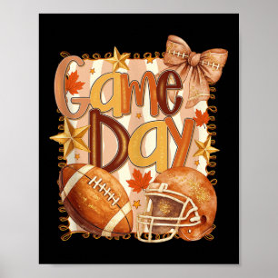 Football Player Coquette Bow Game Day Vibes Brushs Poster