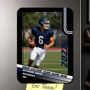 Football Player Custom Gift in Blue Photo Magnet