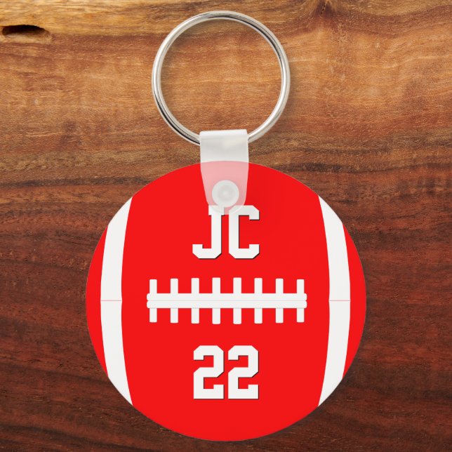 Football Player Custom Initials/Number/Team Colour Keychain (Front)
