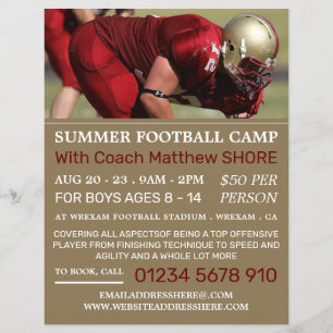 Football Player, Football Camp Advertising Flyer