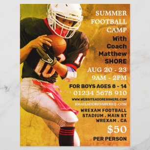 Football Player, Football Camp Advertising Flyer
