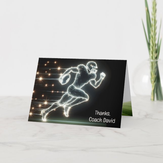 Football Player For Coach Thank You Card (Front)