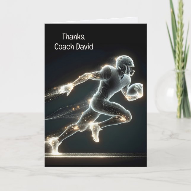 Football Player For Coach Thank You Card (Front)