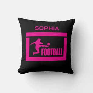 Football Player Girl, Birthday Girl Team Throw Pillow