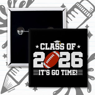 Football Player Graduation Class of 2026 Senior 2 Inch Square Button