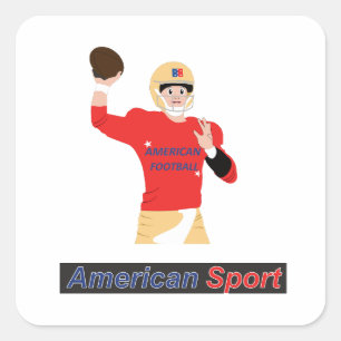 Football player in action with ball in hand square sticker
