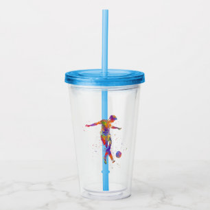 Football player in watercolor acrylic tumbler