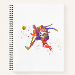 Football player in watercolor notebook