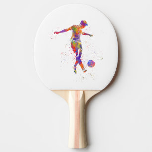 Football player in watercolor ping pong paddle