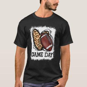 Football Player Mom Leopard Bleached Game Day Foot T-Shirt