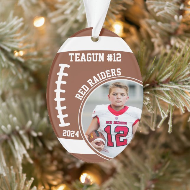 Football Player Name Number Photo Keepsake #12 Ornament (Tree)