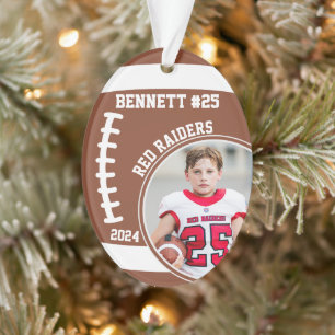 Football Player Name Number Photo Keepsake #25 Ornament