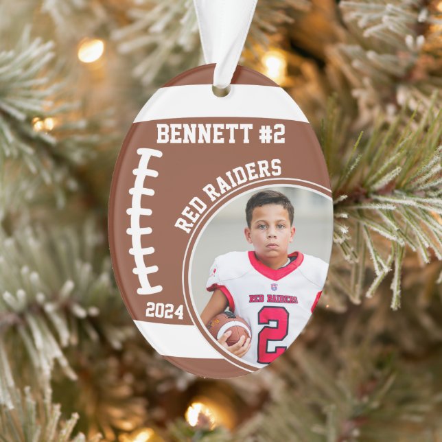 Football Player Name Number Photo Keepsake #2 Ornament (Tree)