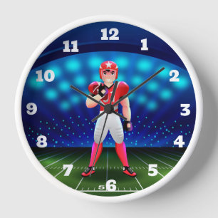Football Player on the Field Clock