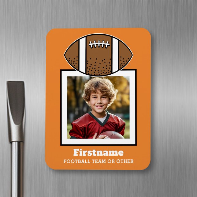 Football Player Photo Add Your Name Can Edit Colou Magnet (Personalized fridge magnet - sports photo)