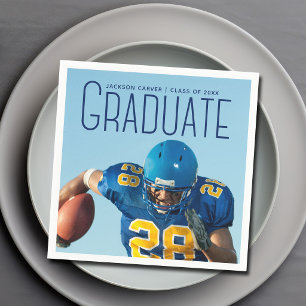 Football Player Photo Athlete Graduation Party Napkin