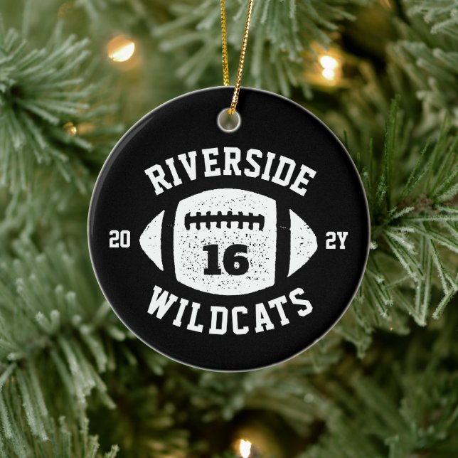 Football player photo black and white Christmas Ceramic Ornament (Tree)