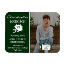 Football Player Photo Green | White Graduation