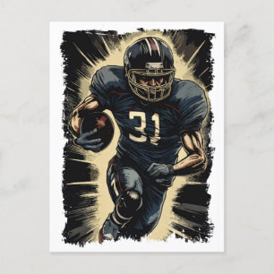 ✪ Football Player Portrait ☛ Abstract Vector NFL Postcard
