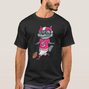 Football Player Raccoon  wild Animal Trash Panda T-Shirt