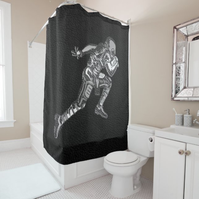 Football Player Running Quarterback Black Silver (In Situ)