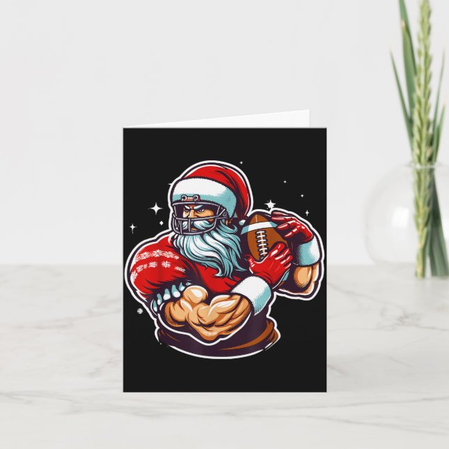 Football Player Santa Christmas Pajama Funny X-mas Card (Front)