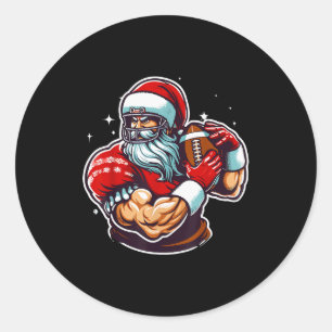 Football Player Santa Christmas Pajama Funny X-mas Classic Round Sticker
