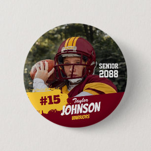 Football Player Senior Night Custom Photo Sports 2 Inch Round Button