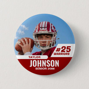 Football Player Senior Night Custom Photo Sports 2 Inch Round Button