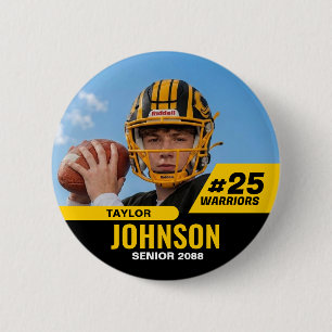 Football Player Senior Night Custom Photo Sports 2 Inch Round Button