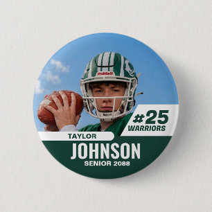Football Player Senior Night Custom Photo Sports 2 Inch Round Button
