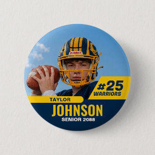 Football Player Senior Night Custom Photo Sports 2 Inch Round Button