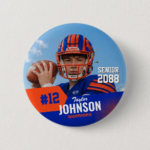 Football Player Senior Night Custom Photo Sports 2 Inch Round Button