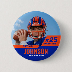 Football Player Senior Night Custom Photo Sports 2 Inch Round Button