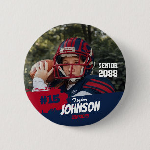 Football Player Senior Night Custom Photo Sports 2 Inch Round Button