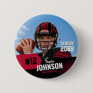 Football Player Senior Night Custom Photo Sports 2 Inch Round Button
