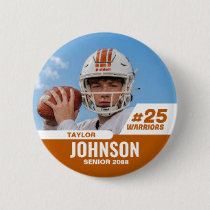 Football Player Senior Night Custom Photo Sports 2 Inch Round Button
