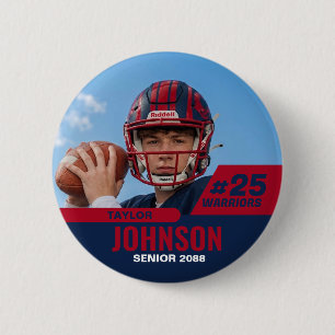 Football Player Senior Night Custom Photo Sports 2 Inch Round Button
